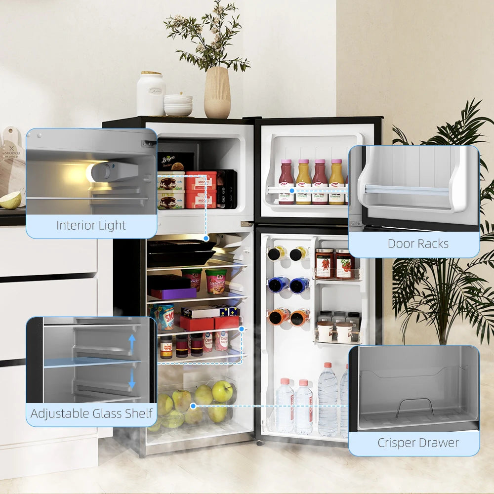 Compact Two Door Mini Fridge